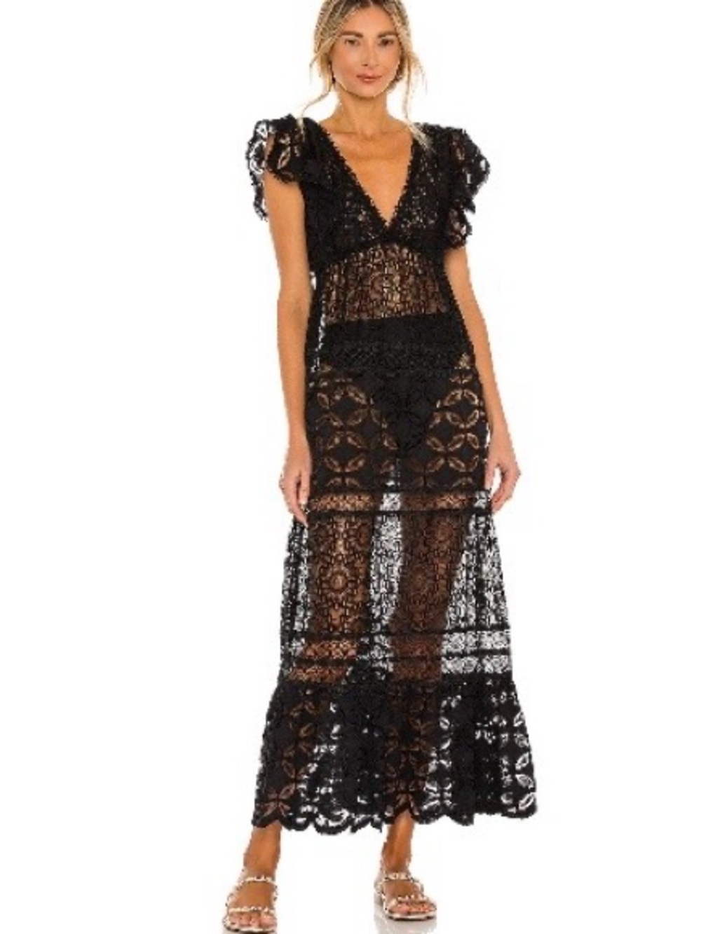 Waimari Black Lace Maxi Dress